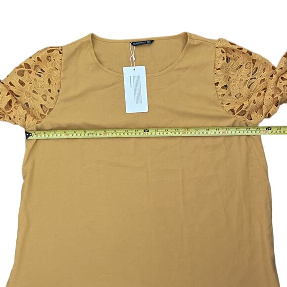 Bloomchic Yellow Gold Lace Eyelet Lace Shirt Size 14/16 - Picture 4 of 4